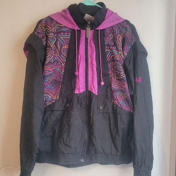 Alex Athletics Purple and Black Funky Design Windbreaker Jacket - Picture 1 of 6